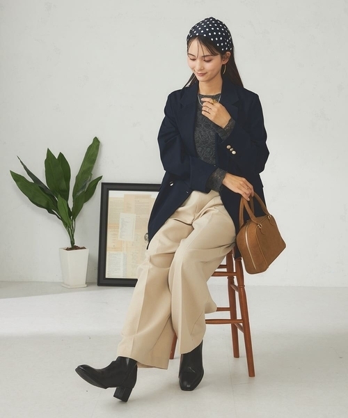 a.v.v（アーヴェヴェ）の「ボウタイスカーフシュシュセット（ストール/ショール・レディース・ネイビー/ブラウン・38）」の11枚目の写真