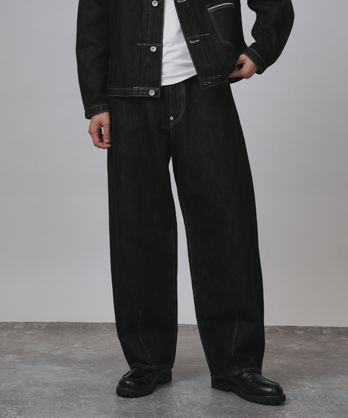 B.C STOCK(ベーセーストック)の「【BOYCOM/ボイコム】ペーパーデニムパンツ001(デニムパンツ・メンズ・ブラック・MEDIUM/LARGE/X-LARGE)」の1枚目の写真