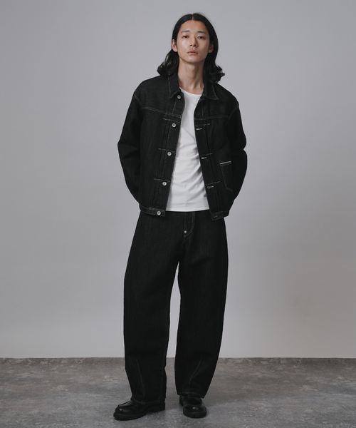B.C STOCK(ベーセーストック)の「【BOYCOM/ボイコム】ペーパーデニムパンツ001(デニムパンツ・メンズ・ブラック・MEDIUM/LARGE/X-LARGE)」の2枚目の写真
