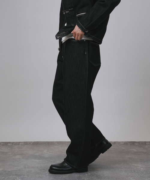 B.C STOCK(ベーセーストック)の「【BOYCOM/ボイコム】ペーパーデニムパンツ001(デニムパンツ・メンズ・ブラック・MEDIUM/LARGE/X-LARGE)」の4枚目の写真