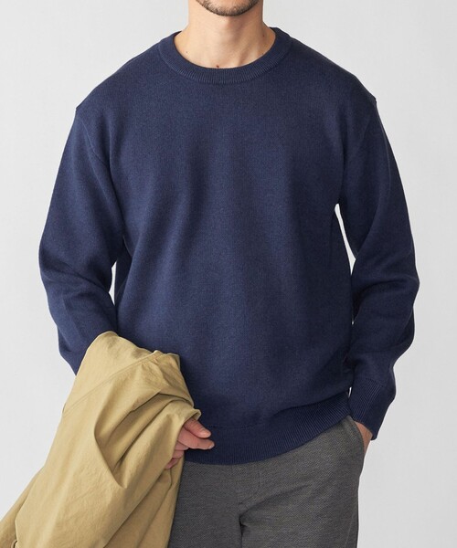 SHIPS:〈洗濯機可能〉 コットン カシミヤ ソリッド クルーネック