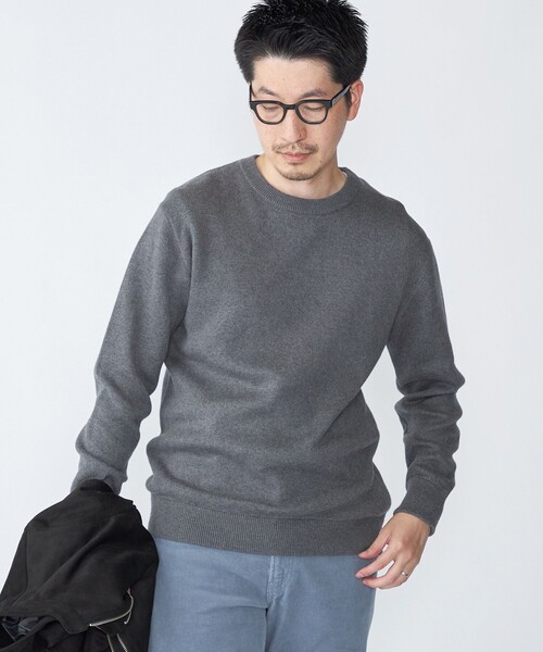 SHIPS（シップス）の「SHIPS:〈洗濯機可能〉 コットン カシミヤ ソリッド クルーネック ニット（ニット/セーター・メンズ・ライトブルー/パープル/ネイビー/ダークグレー/ライトグレー/コバルトブルー・SMALL/X-LARGE/LARGE/MEDIUM）」の2枚目の写真