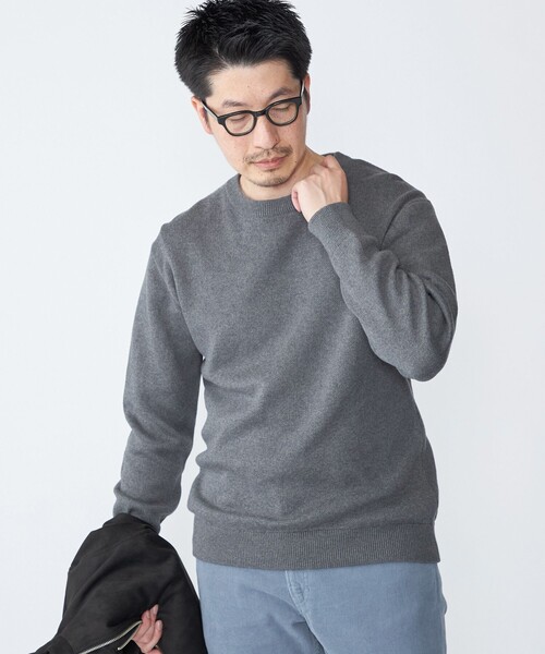 SHIPS:〈洗濯機可能〉 コットン カシミヤ ソリッド クルーネック