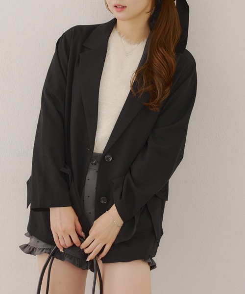 Another Branch olive des olive（アナザーブランチオリーブデオリーブ）の「【好評につき再販決定！】リボンテーラージャケット（テーラードジャケット・レディース・ストライプ/ブラック/チェック・FREE）」の10枚目の写真