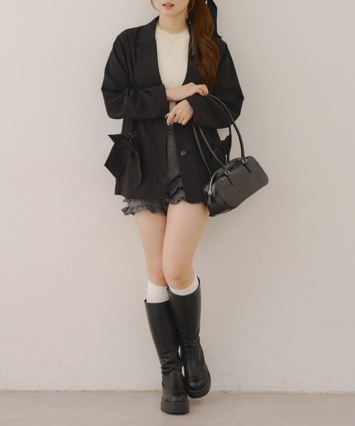 Another Branch olive des olive（アナザーブランチオリーブデオリーブ）の「【好評につき再販決定！】リボンテーラージャケット（テーラードジャケット・レディース・ストライプ/ブラック/チェック・FREE）」の7枚目の写真