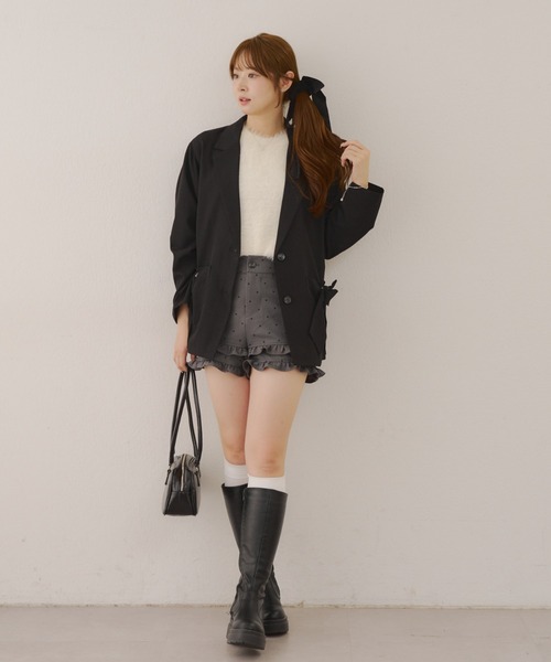 Another Branch olive des olive（アナザーブランチオリーブデオリーブ）の「【好評につき再販決定！】リボンテーラージャケット（テーラードジャケット・レディース・ストライプ/ブラック/チェック・FREE）」の8枚目の写真