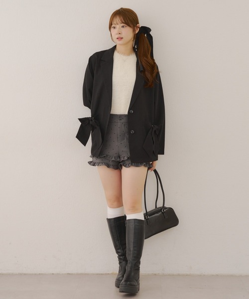 Another Branch olive des olive（アナザーブランチオリーブデオリーブ）の「【好評につき再販決定！】リボンテーラージャケット（テーラードジャケット・レディース・ストライプ/ブラック/チェック・FREE）」の12枚目の写真