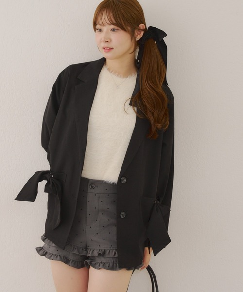 Another Branch olive des olive（アナザーブランチオリーブデオリーブ）の「【好評につき再販決定！】リボンテーラージャケット（テーラードジャケット・レディース・ストライプ/ブラック/チェック・FREE）」の4枚目の写真