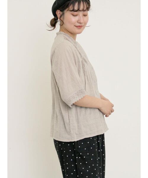 Samansa Mos2（サマンサ モスモス）の「ドビーストライプレースブラウス（シャツ/ブラウス・レディース・ベージュ/ブラック/オフホワイト・F）」の19枚目の写真