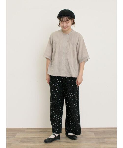 Samansa Mos2（サマンサ モスモス）の「ドビーストライプレースブラウス（シャツ/ブラウス・レディース・ベージュ/ブラック/オフホワイト・F）」の20枚目の写真