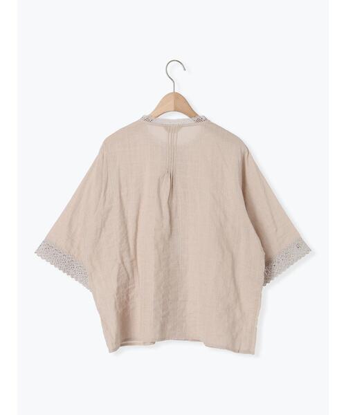 Samansa Mos2（サマンサ モスモス）の「ドビーストライプレースブラウス（シャツ/ブラウス・レディース・ベージュ/ブラック/オフホワイト・F）」の5枚目の写真