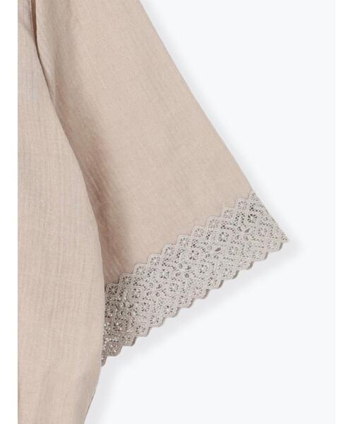 Samansa Mos2（サマンサ モスモス）の「ドビーストライプレースブラウス（シャツ/ブラウス・レディース・ベージュ/ブラック/オフホワイト・F）」の7枚目の写真