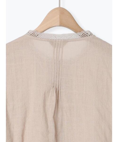 Samansa Mos2（サマンサ モスモス）の「ドビーストライプレースブラウス（シャツ/ブラウス・レディース・ベージュ/ブラック/オフホワイト・F）」の9枚目の写真