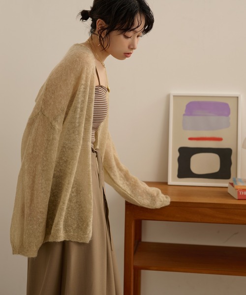 LAULEN(ローレン)の「wool mohair buttonless knit cardigan /ウールモヘアボタンレスニットカーディガン(カーディガン/ボレロ・レディース・ブラック/グレー/ベージュ・FREE)」の3枚目の写真