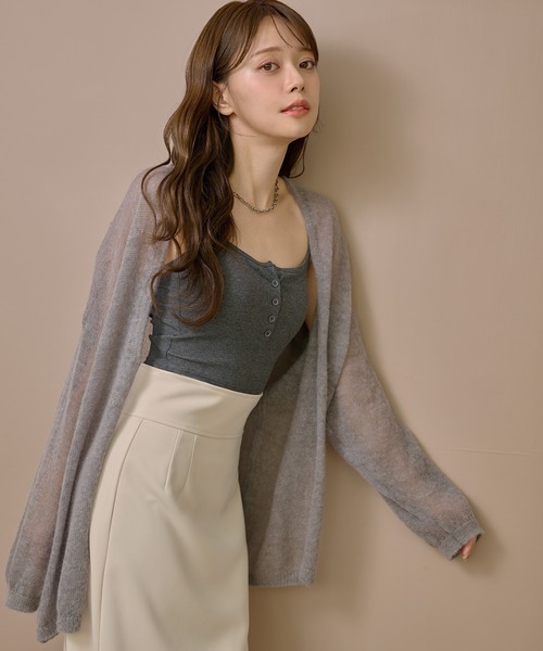 LAULEN(ローレン)の「wool mohair buttonless knit cardigan /ウールモヘアボタンレスニットカーディガン(カーディガン/ボレロ・レディース・ブラック/グレー/ベージュ・FREE)」の10枚目の写真