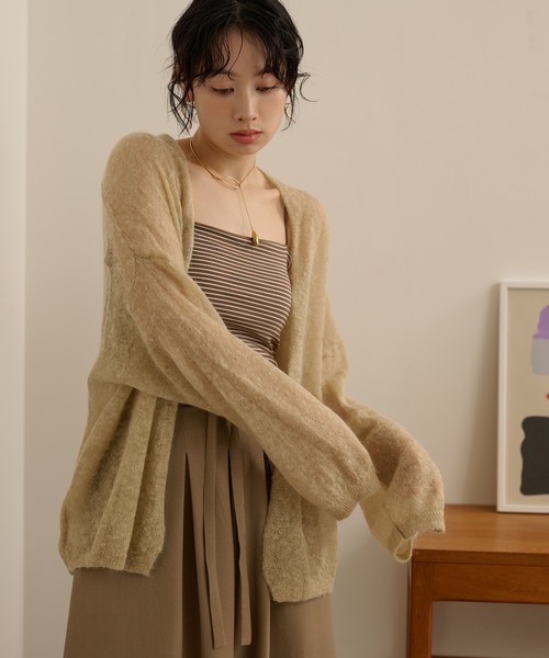 LAULEN(ローレン)の「wool mohair buttonless knit cardigan /ウールモヘアボタンレスニットカーディガン(カーディガン/ボレロ・レディース・ブラック/グレー/ベージュ・FREE)」の14枚目の写真