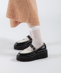 ALL BLACK（オールブラック）の「【本革/厚底/6cm】スタッズデザイン 厚底メリージェーンシューズ（パンプス）」