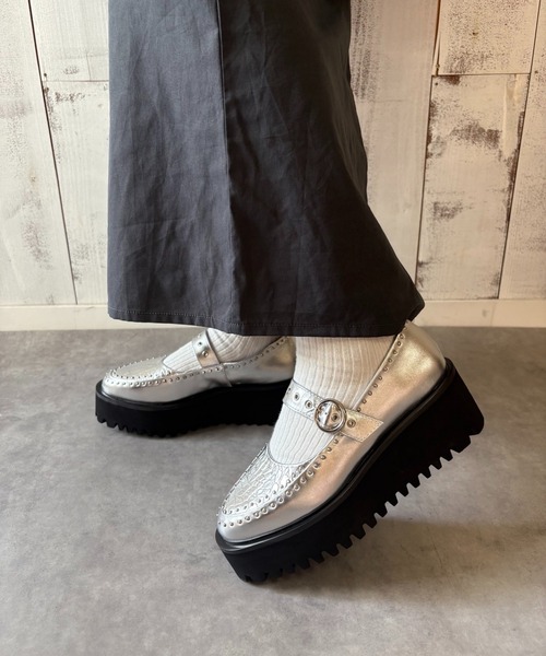 スタッズデザイン 厚底メリージェーンシューズ ALL BLACK│Jeffrey