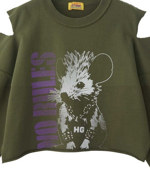 HYSTERIC GLAMOUR（ヒステリックグラマー）の「NO RULES ショート丈スウェット（スウェット・レディース・カーキ/ブラック/ブラウン・FREE）」の5枚目の写真