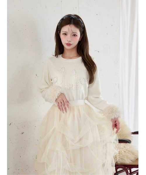 ダーリッチ DARICHロゴパールニットトップス ピンク フリー ダーリッチ DARICHロゴパールニットトップス ピンク フリー darich