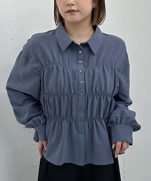 セール】シャーリングペプラムシャツ（シャツ/ブラウス）｜archives