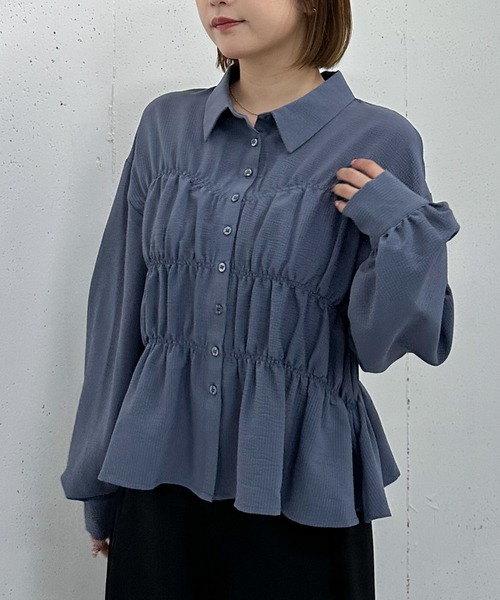 セール】シャーリングペプラムシャツ（シャツ/ブラウス）｜archives