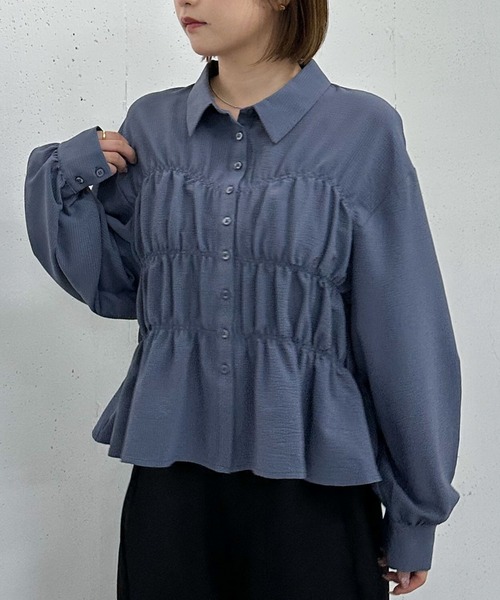 セール】シャーリングペプラムシャツ（シャツ/ブラウス）｜archives