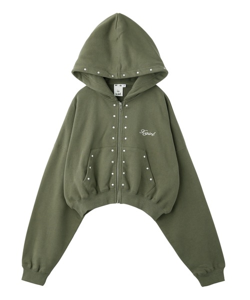 X-girl（エックスガール）の「STUDDED ZIP UP SWEAT HOODIE（パーカー