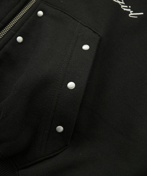 X-girl（エックスガール）の「STUDDED ZIP UP SWEAT HOODIE（パーカー・レディース・ブラック/オリーブ/ベージュ・S/M）」の13枚目の写真