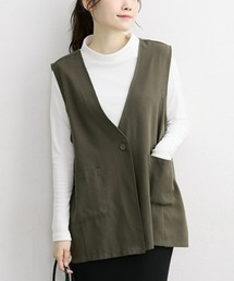 QUNTSTYLE(キュントスタイル)の【マタニティウェア・授乳服】モックネックTシャツ+ビエラジレ2点セット(産前・産後)(マタニティウェア/グッズ)