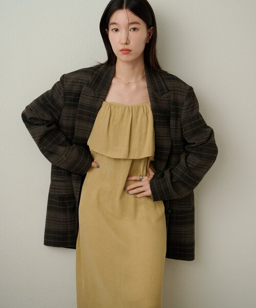 Omekashi（オメカシ）の「フリルキャミワンピース（ワンピース・レディース・ベージュ/ブラウン/オフホワイト・36/38）」の7枚目の写真