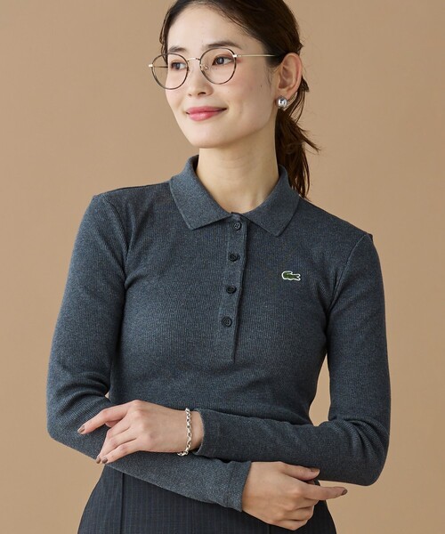 LACOSTE（ラコステ）の「スリムフィット ロングスリーブリブニットポロシャツ（ポロシャツ・レディース・ブラック/グレー・34/36/40/38）」の20枚目の写真
