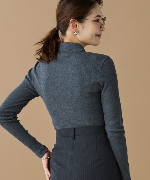 LACOSTE（ラコステ）の「スリムフィット ロングスリーブリブニットポロシャツ（ポロシャツ・レディース・ブラック/グレー・34/36/40/38）」の7枚目の写真