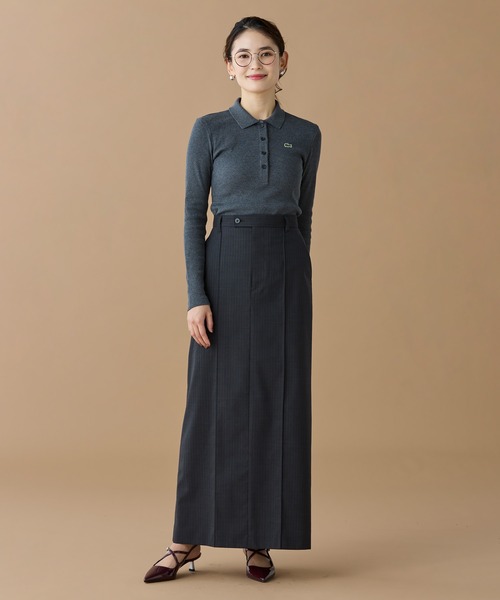 LACOSTE（ラコステ）の「スリムフィット ロングスリーブリブニットポロシャツ（ポロシャツ・レディース・ブラック/グレー・34/36/40/38）」の8枚目の写真