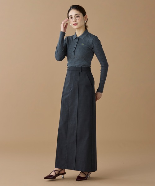 LACOSTE（ラコステ）の「スリムフィット ロングスリーブリブニットポロシャツ（ポロシャツ・レディース・ブラック/グレー・34/36/40/38）」の9枚目の写真