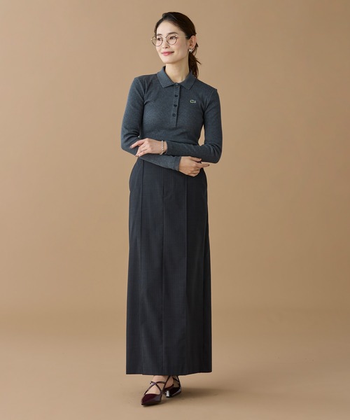 LACOSTE（ラコステ）の「スリムフィット ロングスリーブリブニットポロシャツ（ポロシャツ・レディース・ブラック/グレー・34/36/40/38）」の10枚目の写真