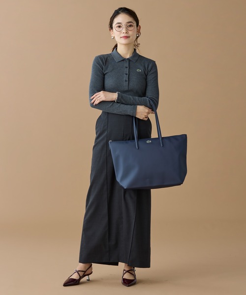 LACOSTE（ラコステ）の「スリムフィット ロングスリーブリブニットポロシャツ（ポロシャツ・レディース・ブラック/グレー・34/36/40/38）」の13枚目の写真