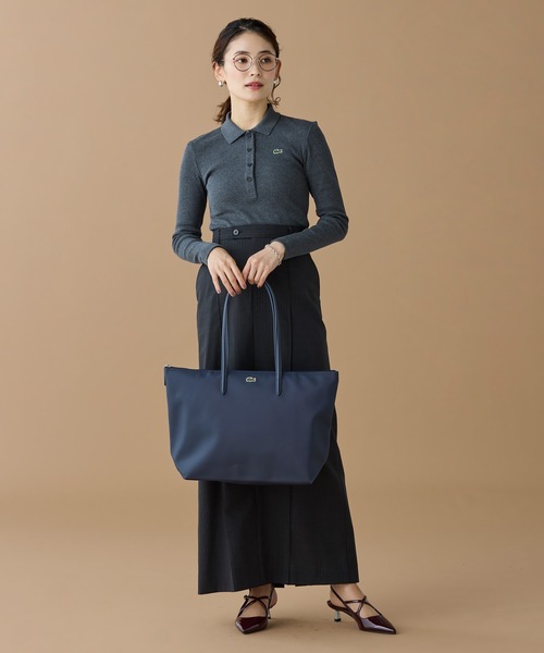 LACOSTE（ラコステ）の「スリムフィット ロングスリーブリブニットポロシャツ（ポロシャツ・レディース・ブラック/グレー・34/36/40/38）」の14枚目の写真