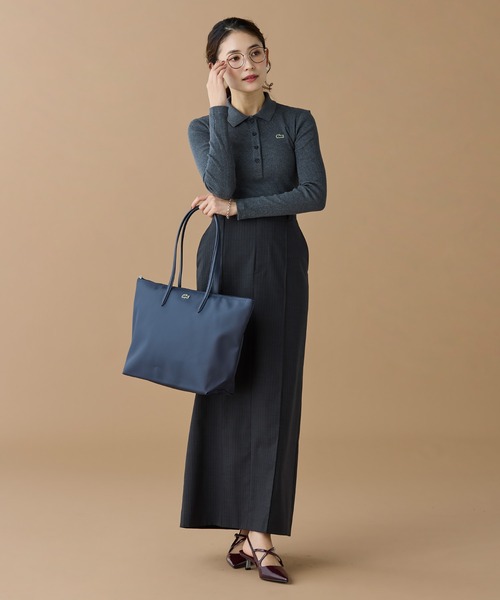 LACOSTE（ラコステ）の「スリムフィット ロングスリーブリブニットポロシャツ（ポロシャツ・レディース・ブラック/グレー・34/36/40/38）」の15枚目の写真