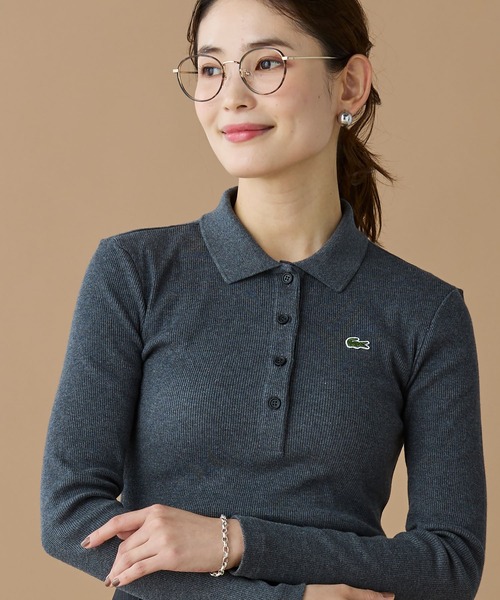 LACOSTE（ラコステ）の「スリムフィット ロングスリーブリブニットポロシャツ（ポロシャツ・レディース・ブラック/グレー・34/36/40/38）」の5枚目の写真