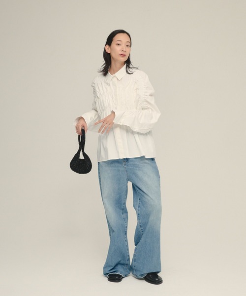 JEANASIS(ジーナシス)の「【eL】Shirring Gather Shirt/577377(シャツ/ブラウス・レディース・ホワイト/ブラック・FREE)」の12枚目の写真