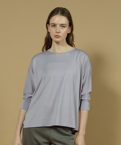 Julier Yoga and Relax（ジュリエヨガアンドリラックス）の「Julier エコリヨセルハーフスリーブプルオーバー（Tシャツ/カットソー・レディース・ラベンダー/ライトグレー/ブラック・FREE）」の3枚目の写真