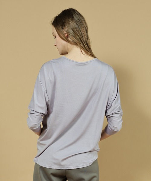 Julier Yoga and Relax(ジュリエヨガアンドリラックス)の「Julier エコリヨセルハーフスリーブプルオーバー(Tシャツ/カットソー・レディース・ラベンダー/ライトグレー/ブラック・FREE)」の14枚目の写真