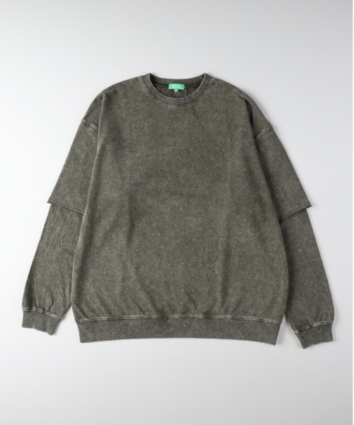 Right-on(ライトオン)の「Refurbish(リファービッシュ)【メンズ】スノーウォッシュフェイクレイヤードロングスリーブTシャツ(Tシャツ/カットソー・メンズ・サックスブルー/オリーブ/ブラック・M/L/XL)」の3枚目の写真
