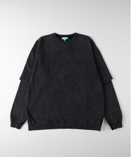 Right-on(ライトオン)の「Refurbish(リファービッシュ)【メンズ】スノーウォッシュフェイクレイヤードロングスリーブTシャツ(Tシャツ/カットソー・メンズ・サックスブルー/オリーブ/ブラック・M/L/XL)」の6枚目の写真