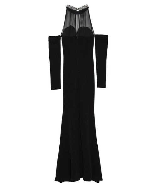 セール】【LEJA LUXE】シアーネックビジューデザインブラック