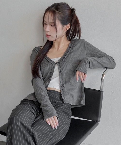 美品】IROFUSI イロフシ 綿テンセル カーディガン ブルーグレー 日本製
