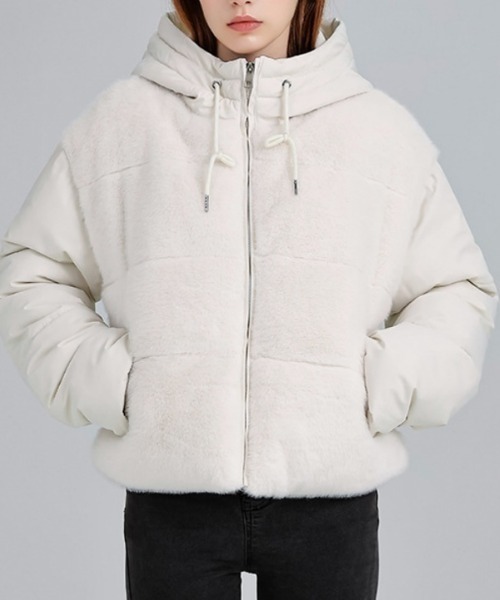 セール】ボア切り替え スタンドカラー エコダウンジャケット（ダウン