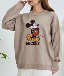 『DISNEY/ディズニー』ループ刺繍&シャギージャガードニット