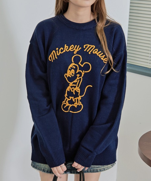 Disney（ディズニー）の「『DISNEY/ディズニー』ループ刺繍&シャギージャガードニット（ニット/セーター・レディース・サックスブルー/グレイッシュベージュ/ネイビー/オフホワイト・L/LL/M）」の11枚目の写真